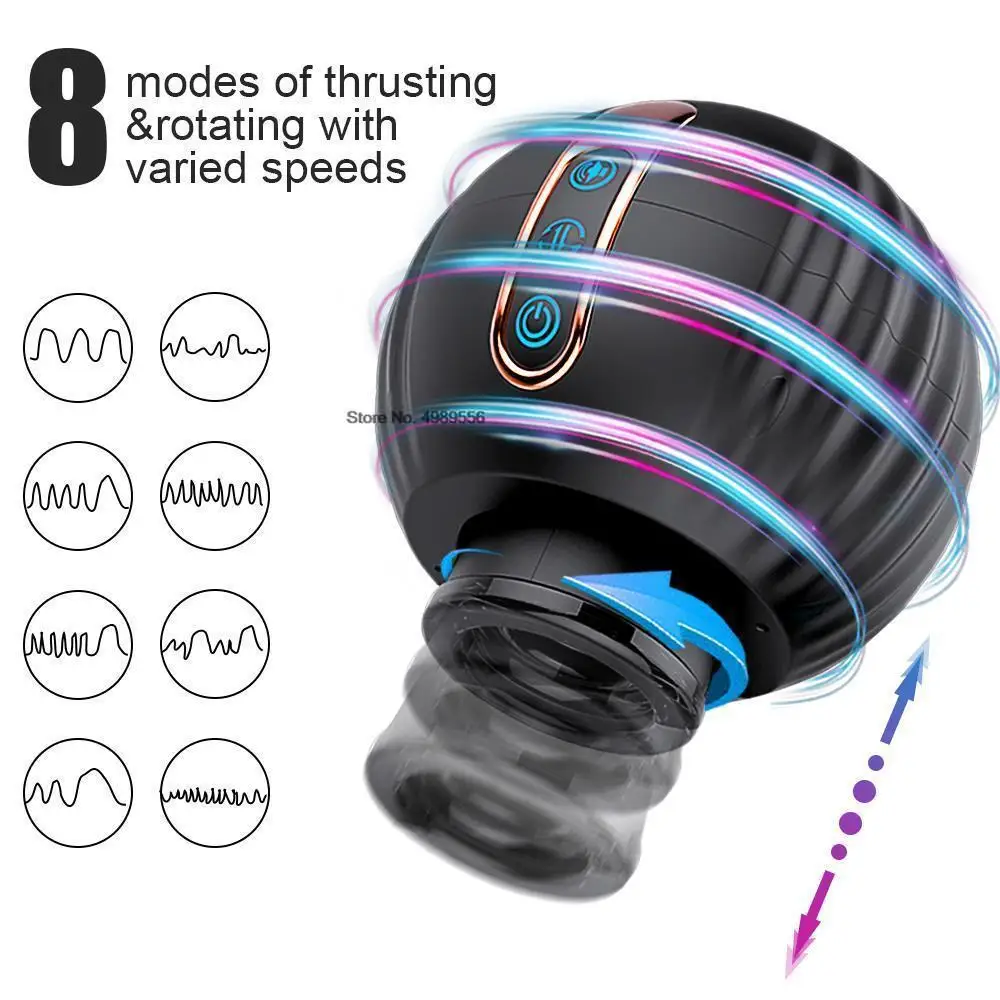 Rotation Automatic Telescopic Male Masturbator Real l Blowjob Masturbation Cup Sex Toy Pussy Pocket Bowjob_voghion.com