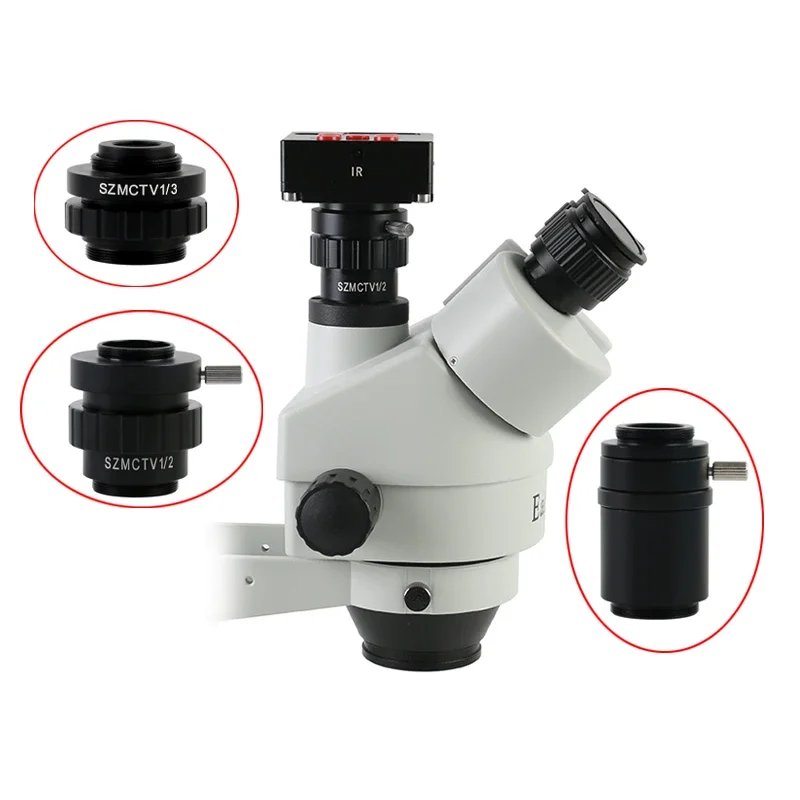 Microscope Adapter 0.5X 0.35X 1X C-Mount Lens SZM SZN 1/2 1/3 CTV Adapter For Trinocular Stereo Microscope Replacement Accessories