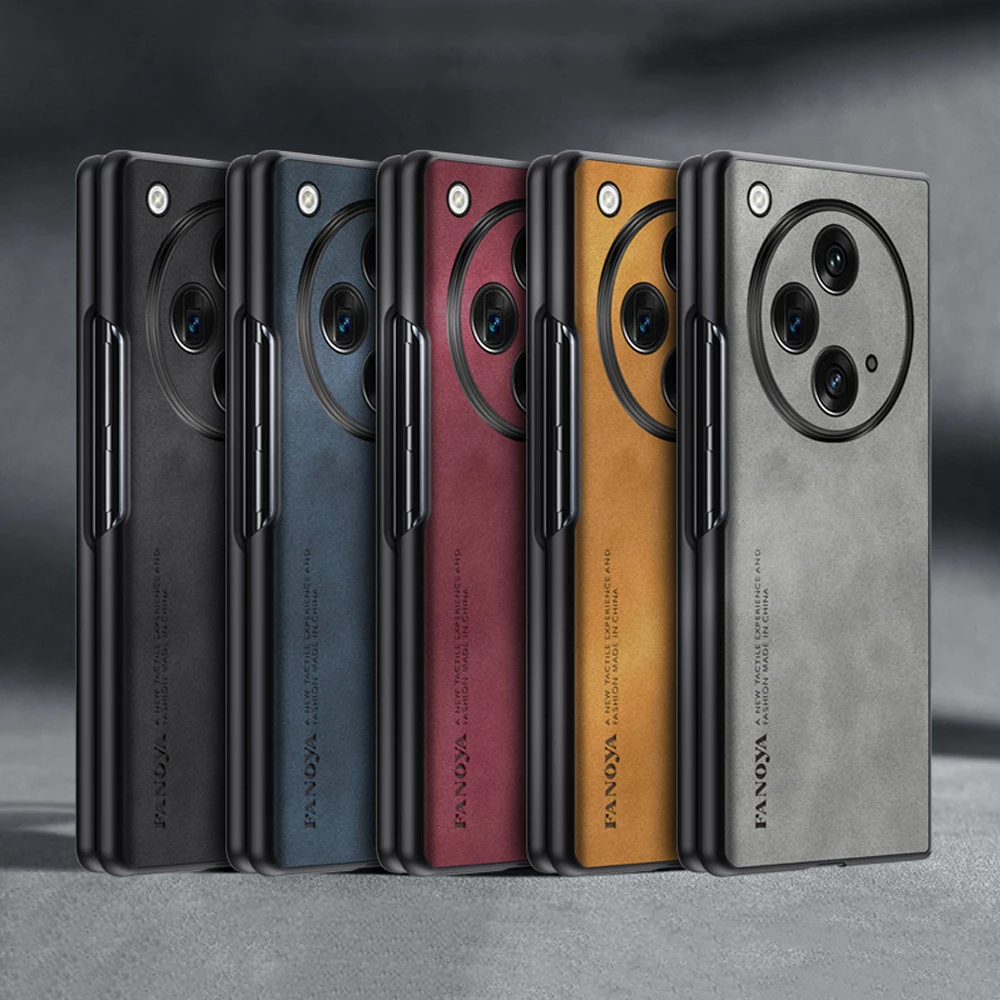 

For Oneplus Open Phone Case Retro Leather Fold Phone Back Cover For OPPO Find N3 Lightweight Hard PC Bumper Shockproof Case