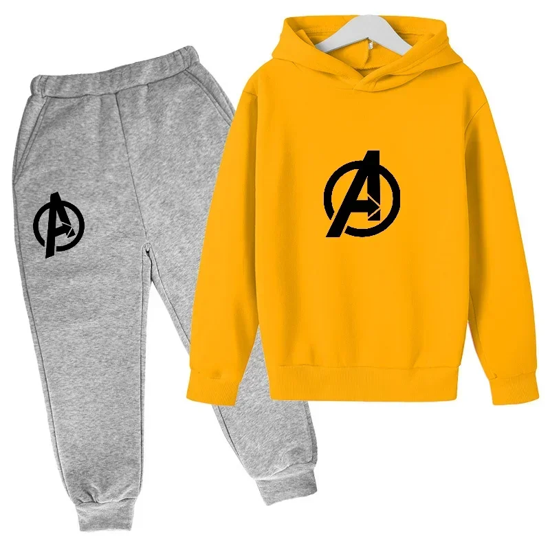 thumbnail image 1 of Sudadera y pantalón de primavera y otoño para niños, traje de 2 piezas, ropa para niño y niña, diseño estampado, sudadera con capucha, chándal informal, traje deportivo, 1 of 4
