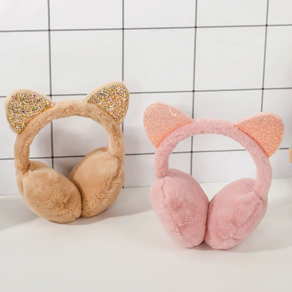 Cat Ears Earmuffs Winter Warm Soft Plush Earflaps Outdoor Cold Protection