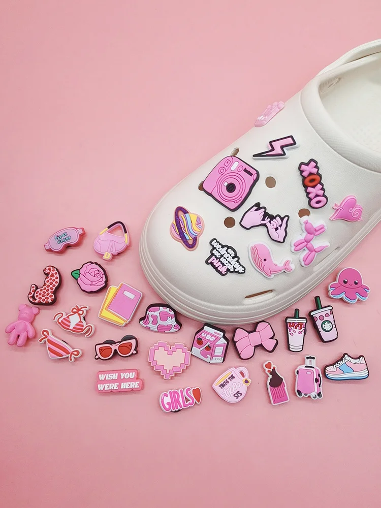 LovelyPinkThemeCartoonShoeCharmsPVCBuckleAccessoriesDiyWomenClogShoesDecorations