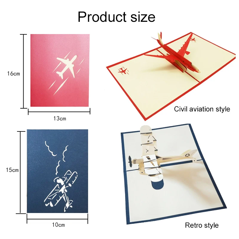 Party Invitation Cards 3D Airplane Style Greeting Card Model Decoration Paper Carving Folding DIY Festival Gathering Supply TMZ