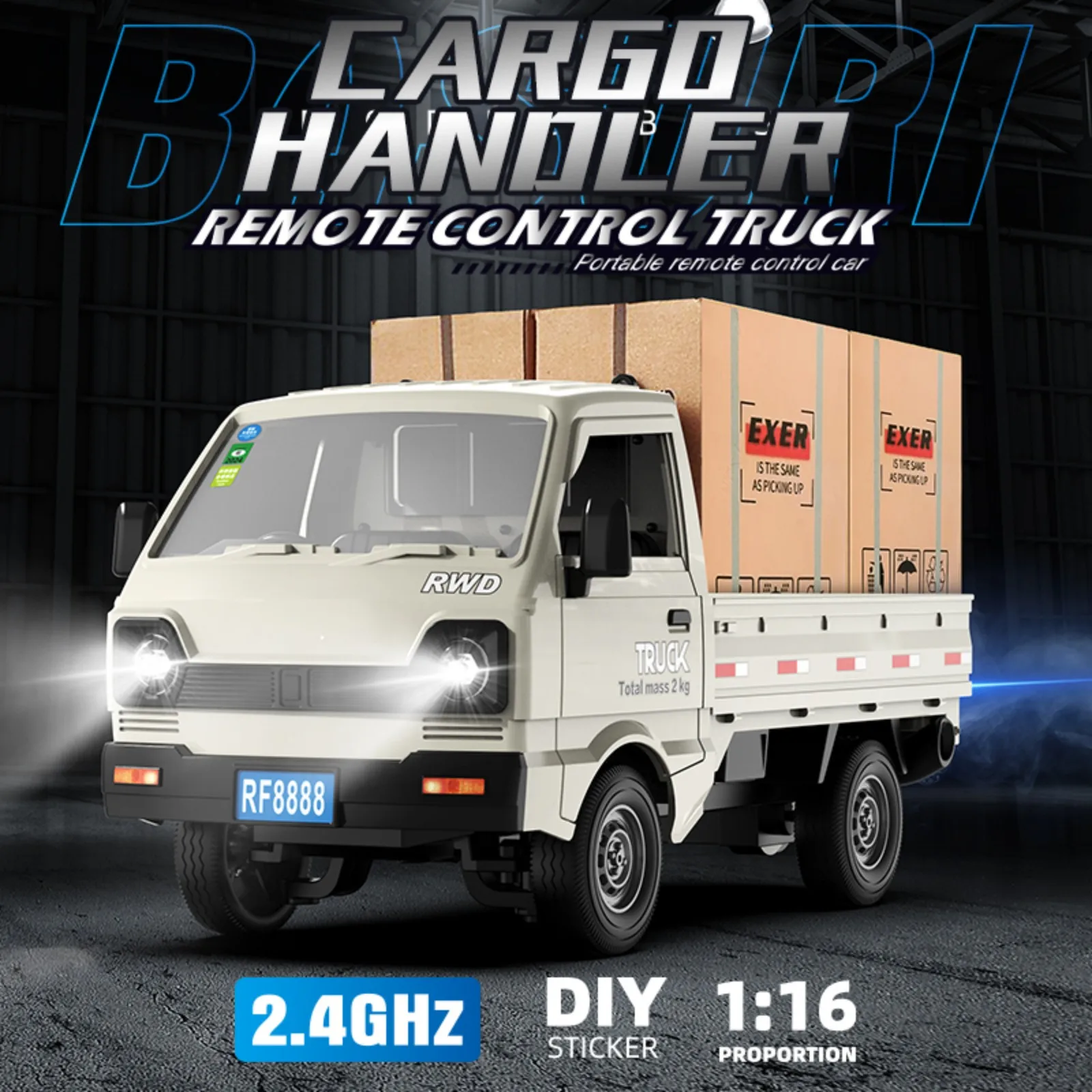 KF21 1:16 RC Truck 2.4GHZ RC Car Simulation Drift Climbing Truck With Spray and LED Lights RC Electric Truck Model Boy's Gifts 2