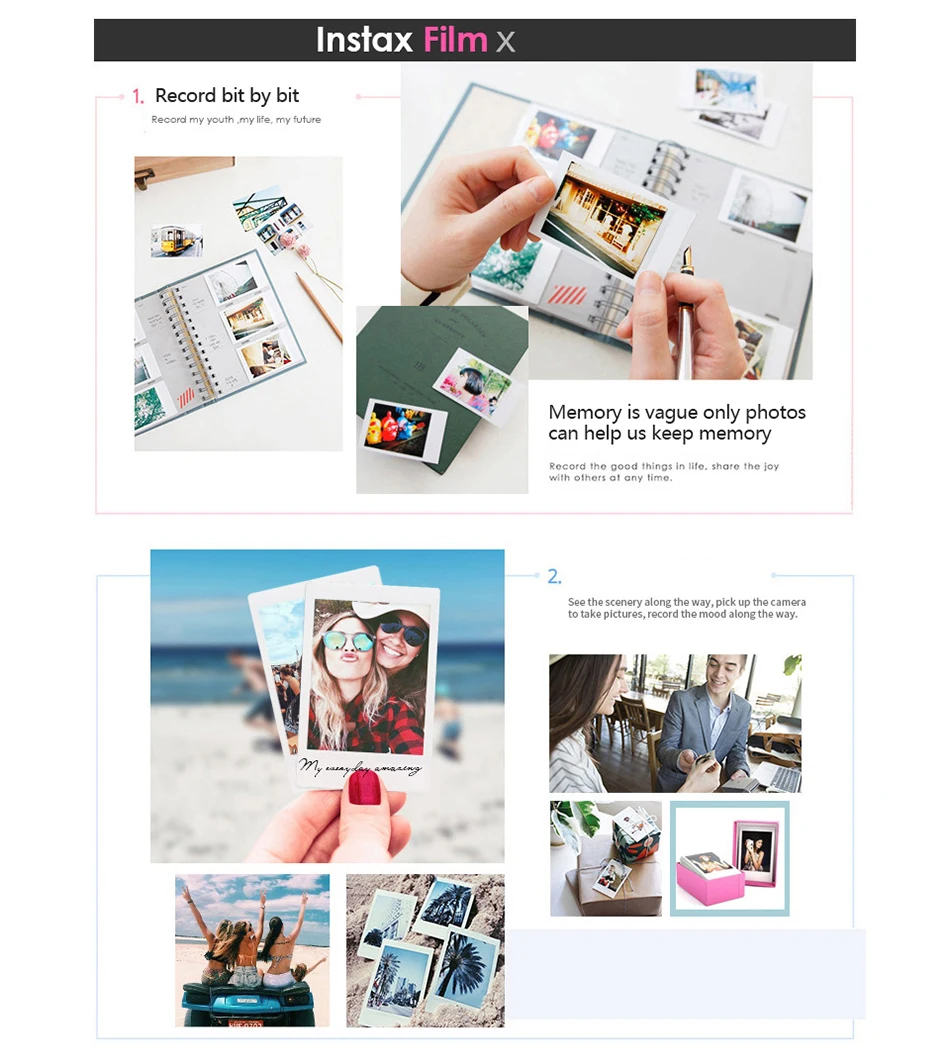 Instant Film Paper Fujifilm Instax Mini Film Paper 20 Sheets For Fuji Instant Film Cameras Instax Mini 12 11 9 40 70 90 Link Liplay EVO
