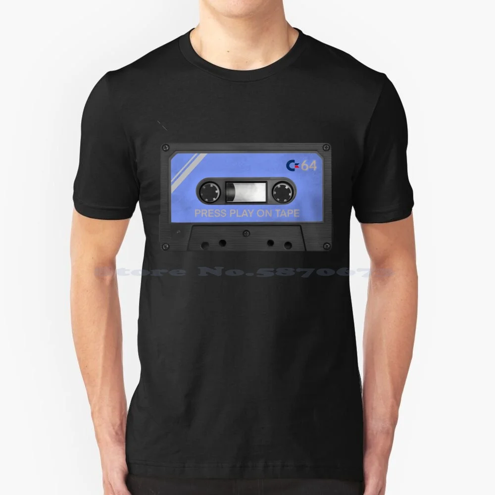 Commodore 64 Cassette Tape T Shirt 100% Cotone Tee Commodore 64 Retro Gamer Cassette Tape Press Play On Tape C64