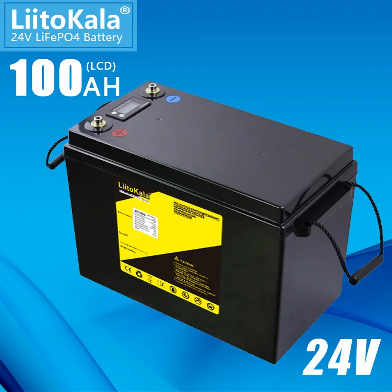 LiitoKala 24V 30Ah 60Ah 80Ah 100Ah 150Ah LiFePO4 battery LCD For 8S 29.2V  RV Campers Golf Cart Off-Road Off-grid Solar Wind