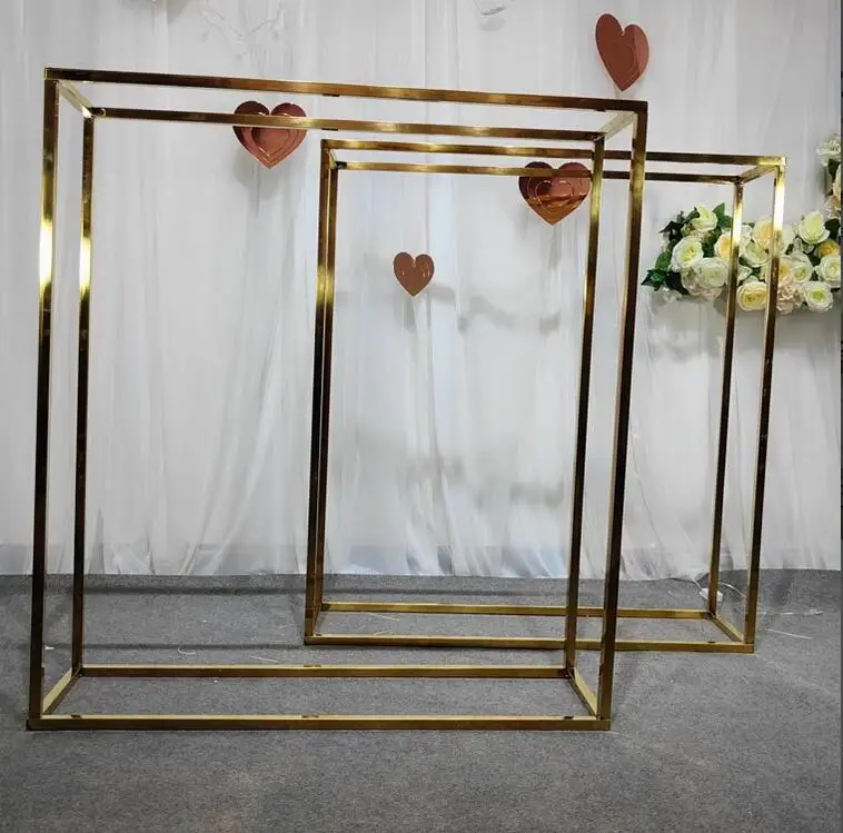 8pcs Shiny gold rectangular metal frame wedding flower rack table center decoration wedding decoration