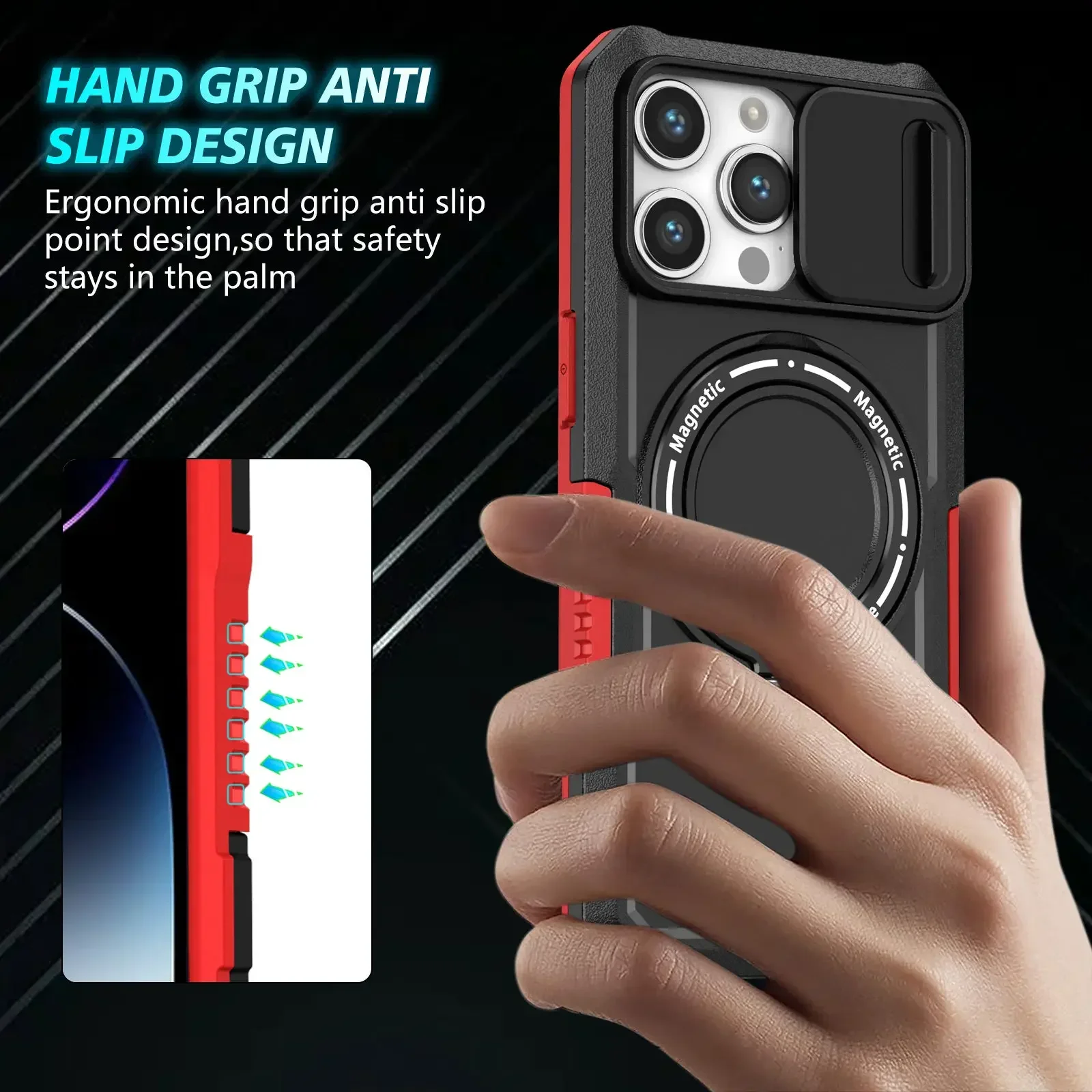 Étui hybride robuste avec support Aromor Magsafe pour iPhone 16 15 14 Pro Max Plus, support Otter Case Box Bracket, coque magnétique_voghion.com