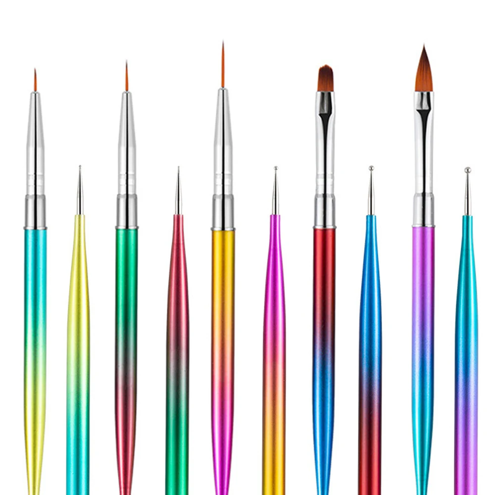 Double Head Nail Art Brushes Dotting Pen Multi-functional Gel Polish Liner Design Tools Carved Brush 7-15mm Line Detail Pen 2