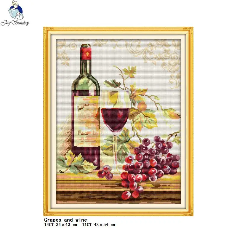 Wine and Bottle Collection Printed Cross Stitch Kits 14CT 11CT Count Canvas Fabric Needlework Embroidery DIY Home Kitchen Decor