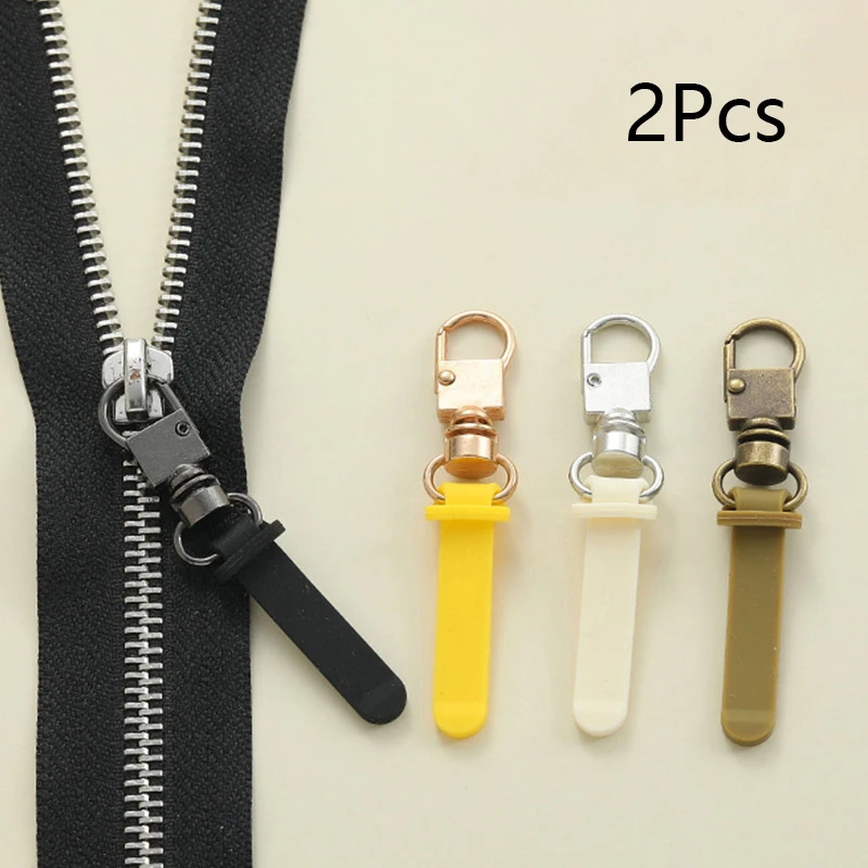 2PCS Durable Sewing Zippers Puller Head Simple Detachable Metal Zipper Slider Repair Kits For Bags Backpack Coat Zipper Pull Tab