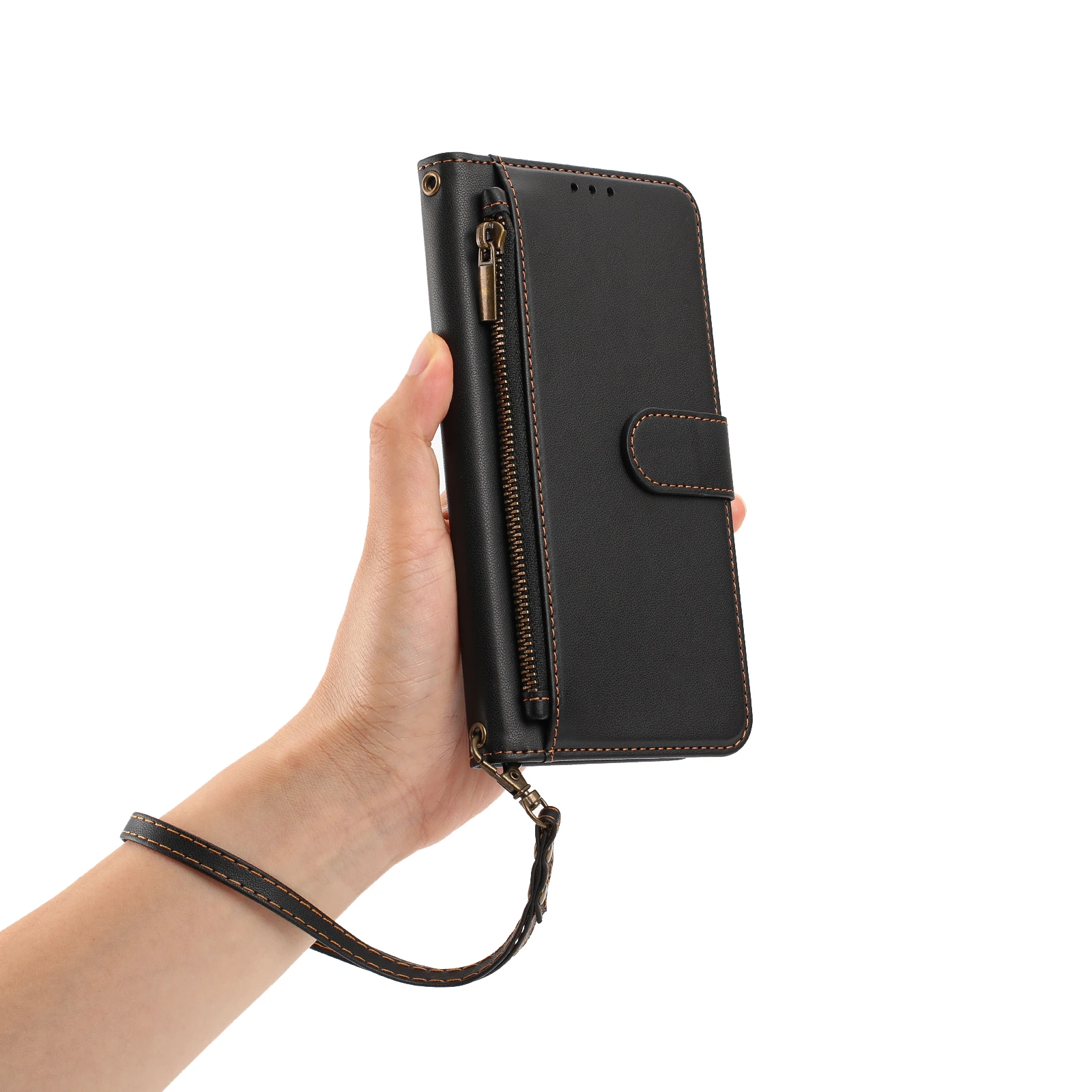 Luxury Zipper Coin Wallet Flip Leather Phone Case