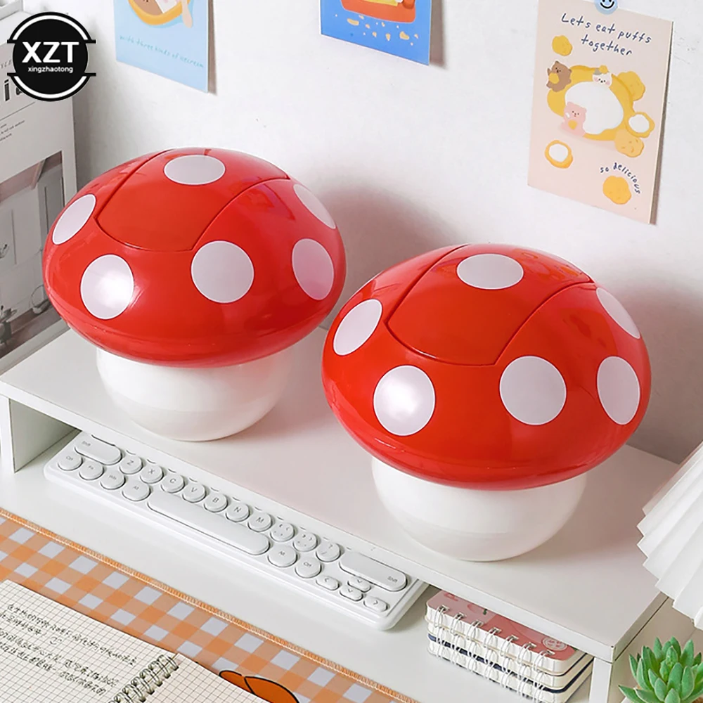 Can Trash Mini Garbage Desktop Desk Binwastebasket Waste Tabletop Countertop Container Cute Basket Mushroom Room Officeholder
