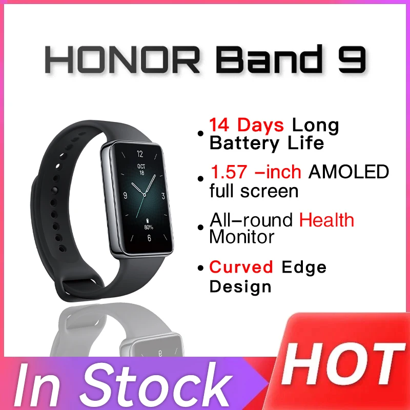 HONOR Band 9 Smartwatch voor dames en heren, fitness sporthorloge, 1,57 inch fitnesstracker, horloge, waterdicht, 5 ATM, 96 sportmodi, SpO2 hartslag, 14 dagen, smartwatch fitness voor Android en iOS
