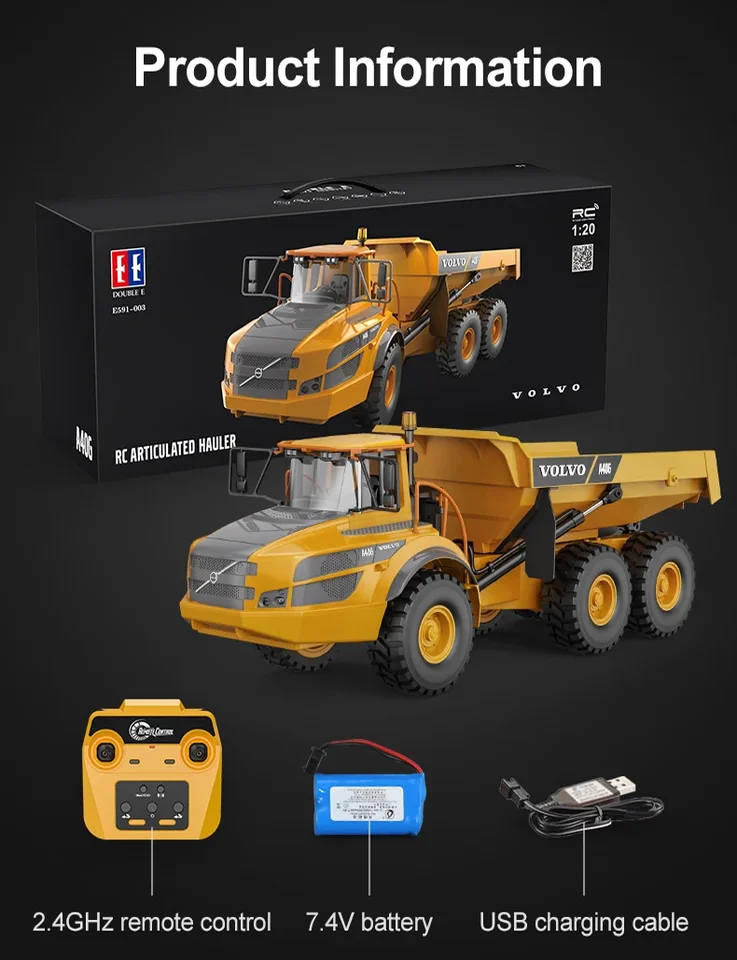 Double E E591 RC Dump Truck Excavator 1:20 RC Tractor Trucks