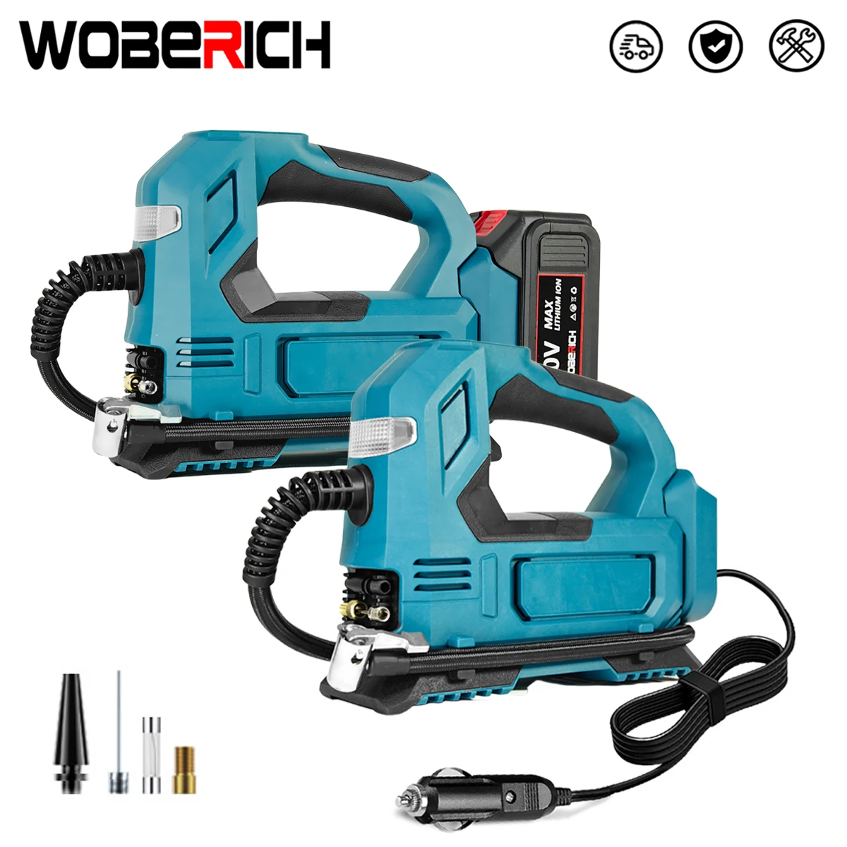 WOBEICH portable cordless electric air pump portable car air compressor dual power supply car bicycle tires balls Makita