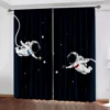 2PCS Astronaut Space Astronaut Window Curtains Cartoon Characters Cosmic Planet Adventure Rod Pocket Window Drapes. 2