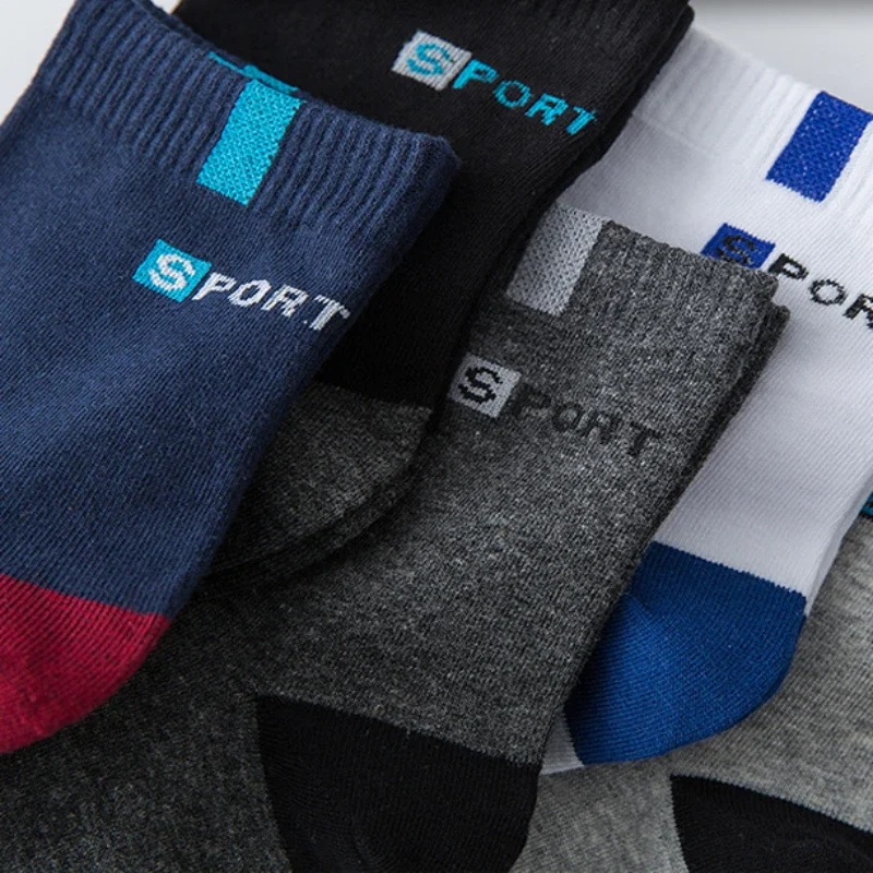 Cotton Sock Sport Breathable Soft Letter Sneakers High Elastic Middle Tube...