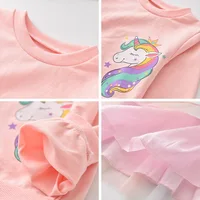 Robe licorne pour filles, vêtements d'automne et de printemps pour enfants, Costume en coton pour tout-petits, fête d'anniversaire, robe princesse décontractée en maille, nouvelle collection 6
