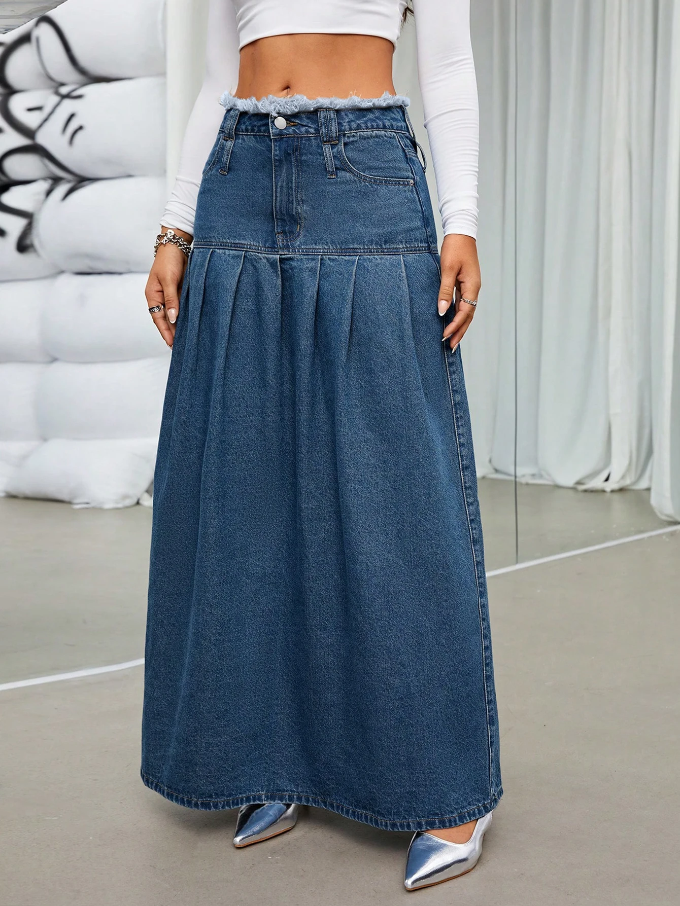 

Retro Half skirt women design A line pleated skirt High street Fashion Woman clothing y2k Streetwear traf official store