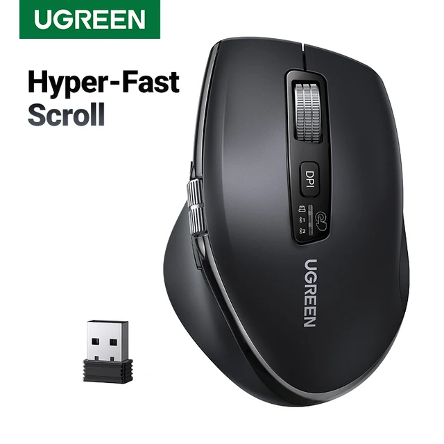 UGREEN Hyper-Fast Scroll Wireless Mouse Bluetooth 5.4 2.4G Ergonomic 5000DPI for MacBook Tablet Laptops Computer PC Mice 1