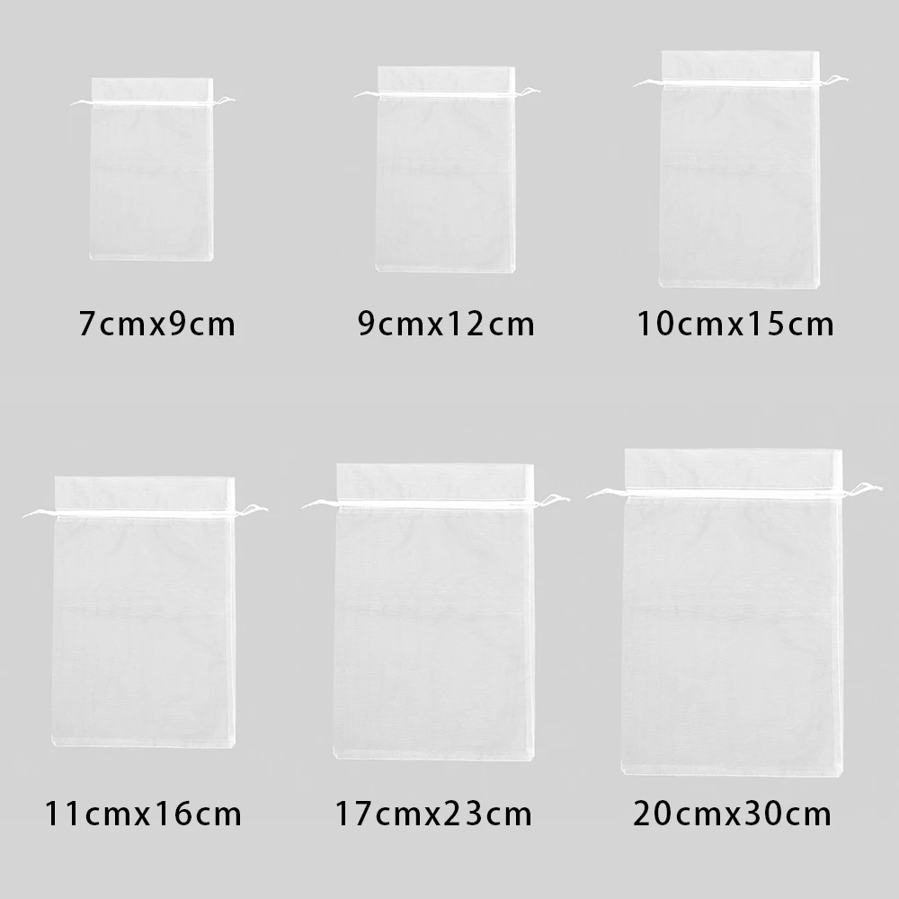25Pcs/Set Organza Gauze Drawstring Bag Party Supply Christmas Favor Jewelry Packing Pouches Wedding Candy Pocket Gift Bags
