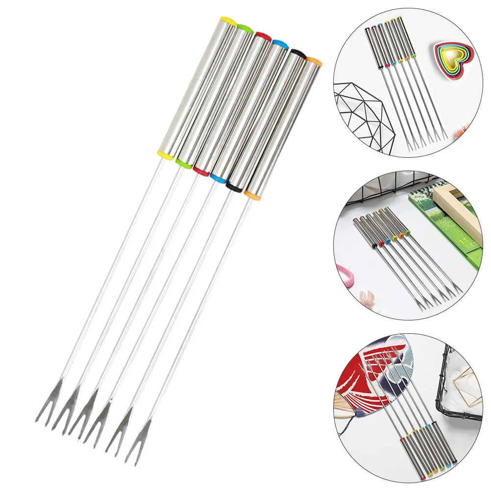 

12pcs Stainless Steel Fondue Forks Roasting Sticks with Heat Resistant Handle for Cheese Chocolate Fondue Marshmallows Meat
