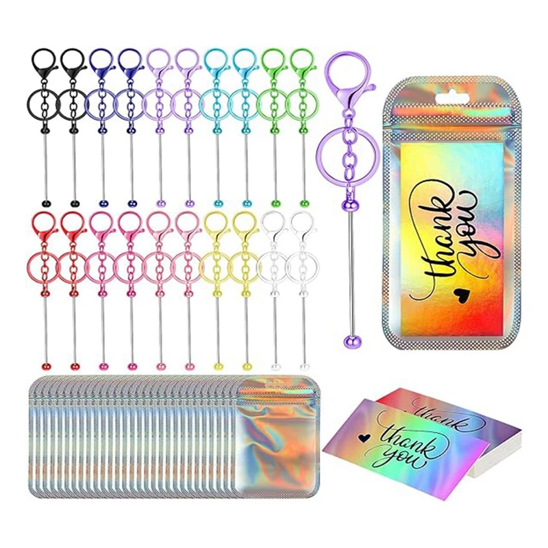 

Beaded Key Chains Bulk Hologram Bags Thank You Cards DIY Pendant Craft Jewelry Making