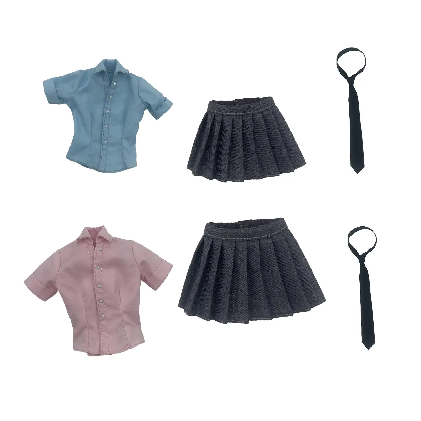 Action Figures Skirt Pretend Play Toy Stylish Uniform 1/6 Scale Female Shirt