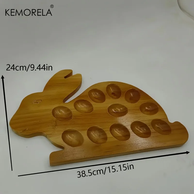 1Pc Wooden Bunny Shaped Egg Tray Egg Storage Holder Double Sided Cake Tray Bunny Shaped Wooden Plate Kitchen Storage Accessories 6