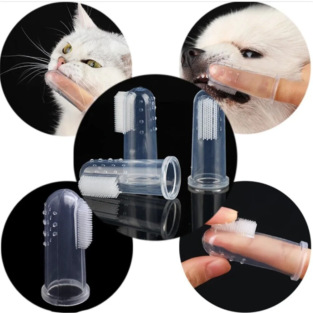 

4pcs Super Soft Pet Finger Toothbrush Dog Cat Silicagel Toothbrush Bad Breath Tartar Teeth Care Tool Dog Cat Cleaning Supplies