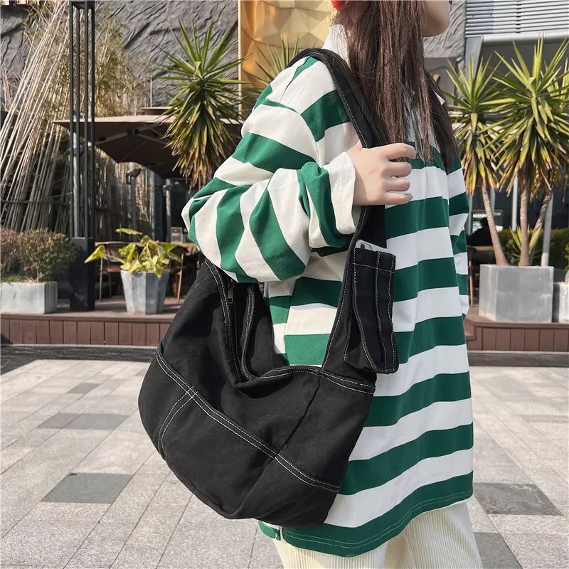 2023 Shoulder Bag Women Shopper Canvas Tote Bag Female Solid Simple Large  Capacity Crossbody Bags Women Designer Handbags - AliExpress