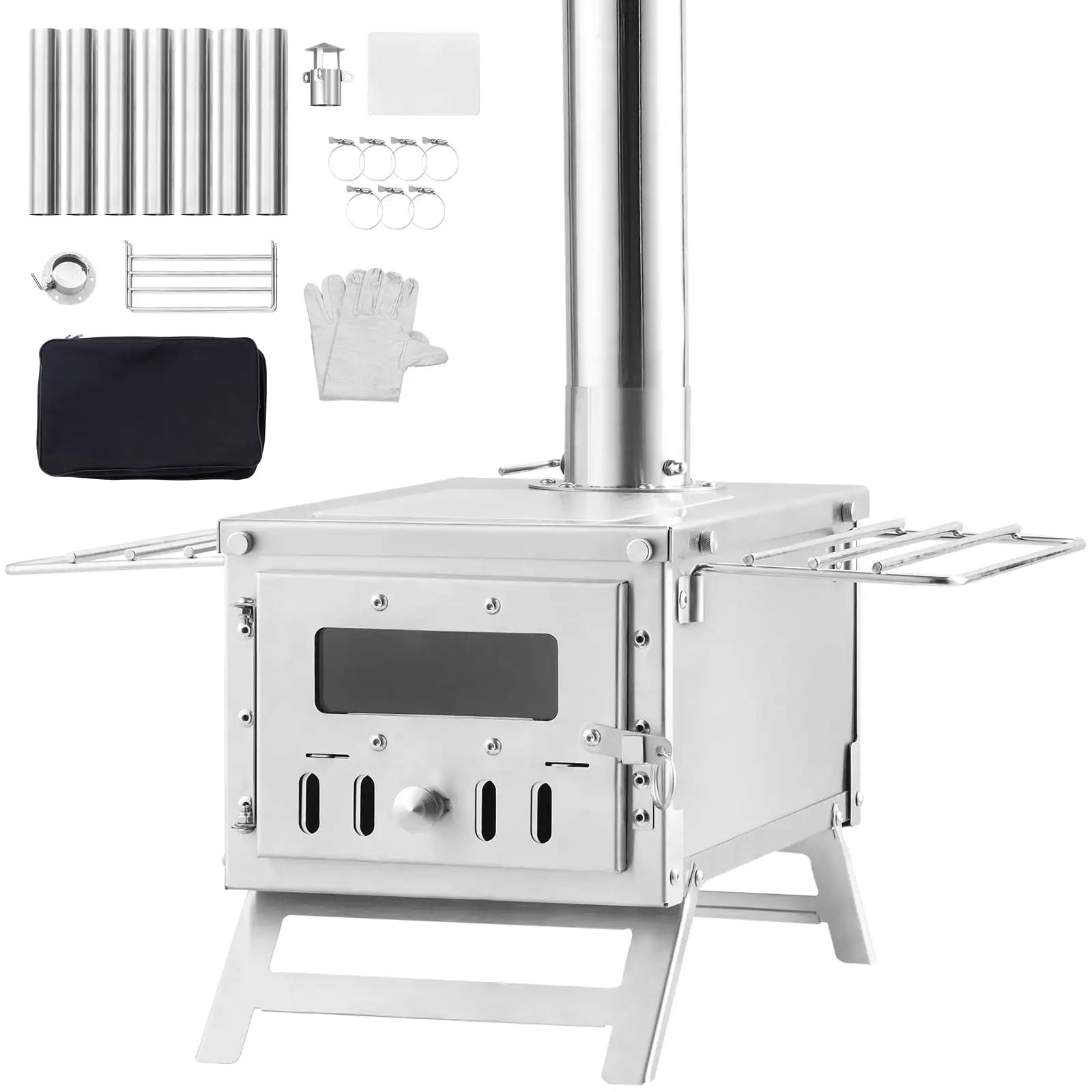 Portable Wood Camping Stove with Grill Accessories