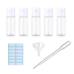 Clear Plastic Travel Bottles with Flip Cap - Portable Containers with Funnel and Labels (30ml white 5pcs)