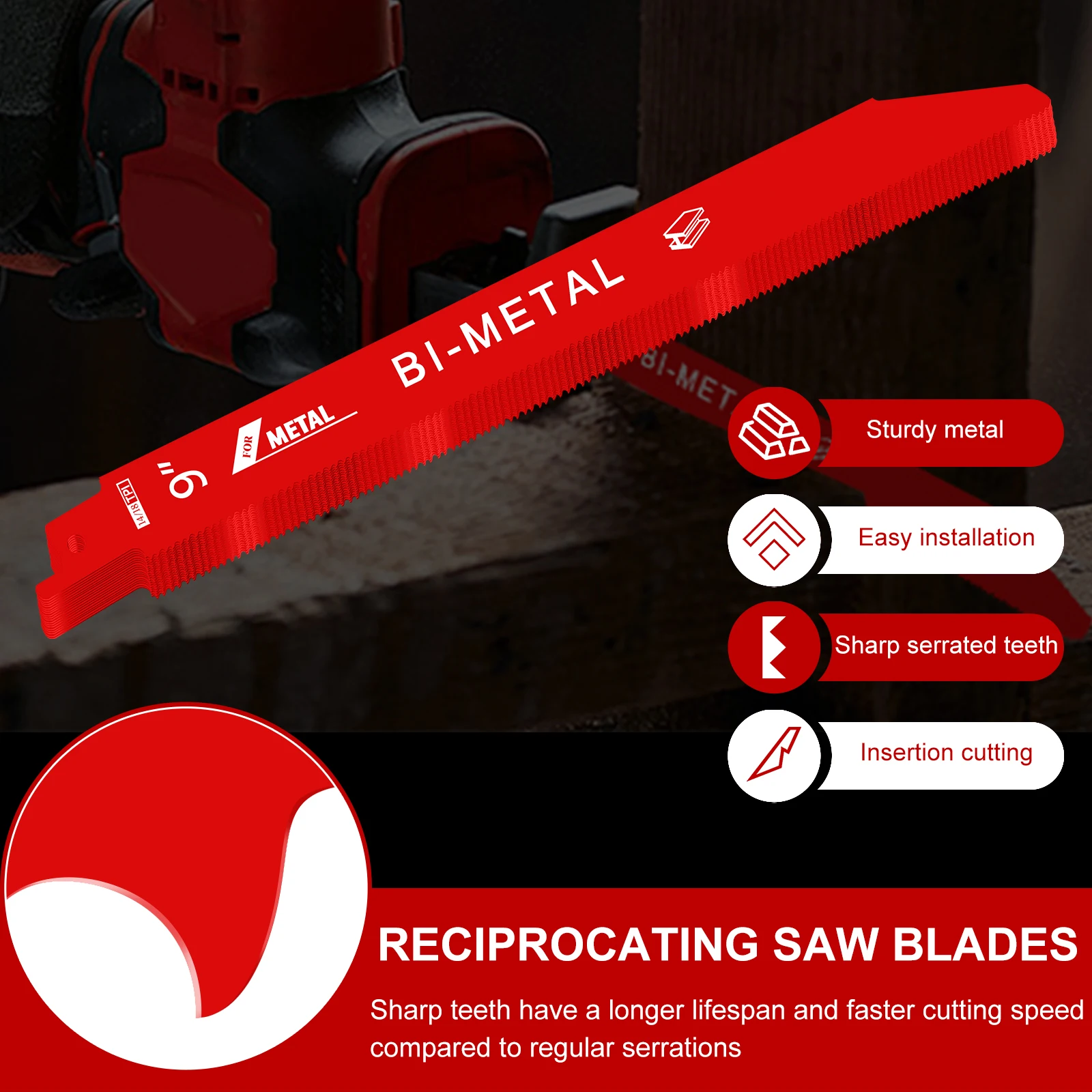 25 Pcs Reciprocating Saw Blade 9 inch 14/18 TPI Bi Metal Pruning Saws Blades High Speed Steel Wood Cutting Saws Blades for Wood