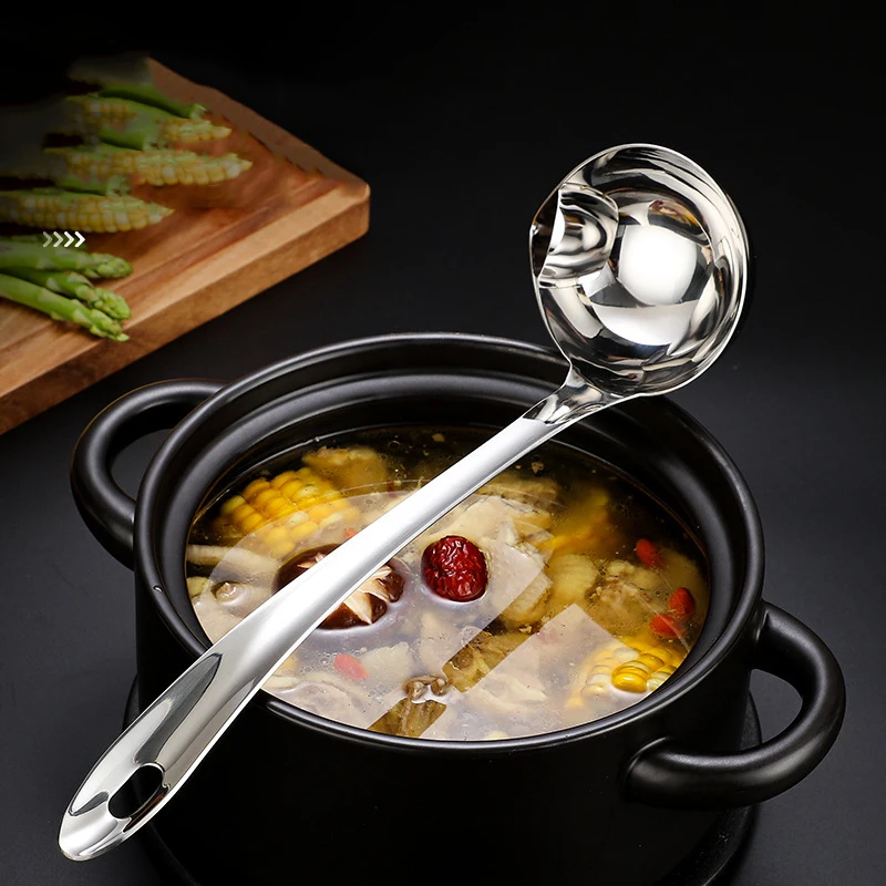 Stainless Steel Colander Spoon Kitchen Soup Gravy Oil Separator Ladles Skimmer Strainer