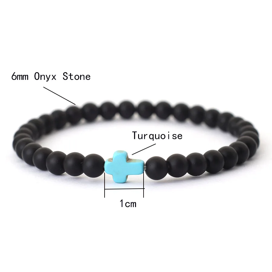 Men Stone Strand Meditation Bracelet 6mm Frosted Beaded