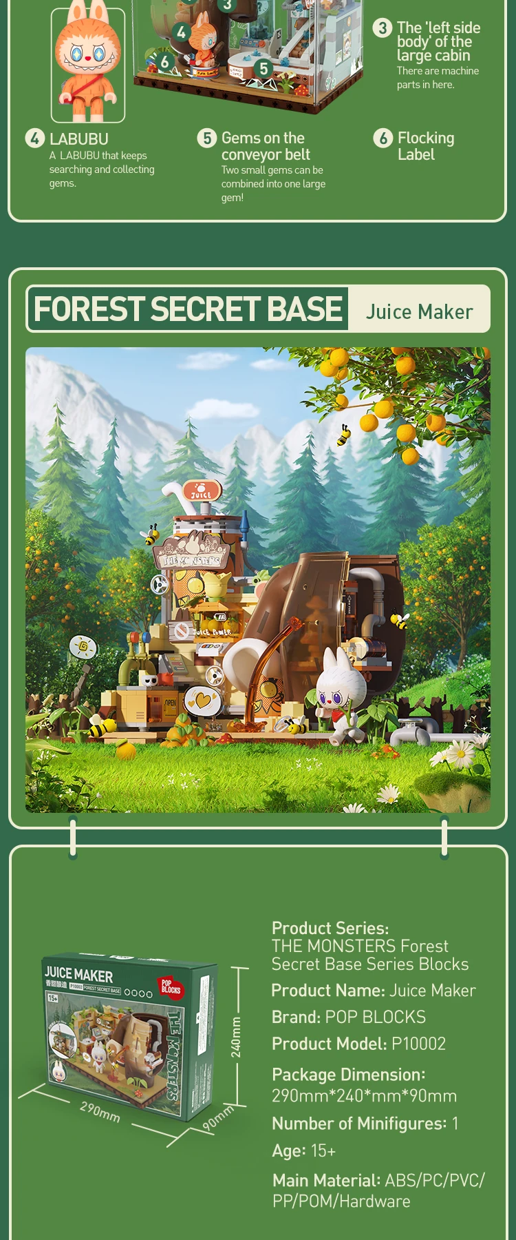 Original Labubu The Monsters Forest Secret Base block set display with detailed figures from Pop Mart