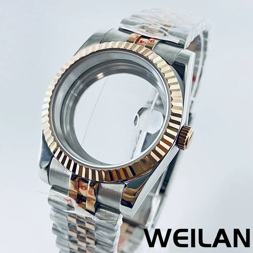 Premium Silver & Gold Waterproof Watch Case with Sapphire Crystal