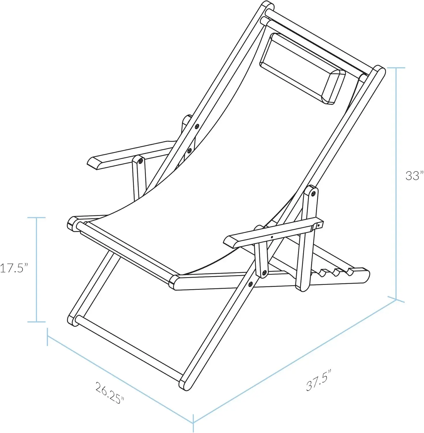 Folding Fully-Assembled Adjustable Solid Wood Sling Patio Outdoor Chair Natural Frame/Natural Canvs 3