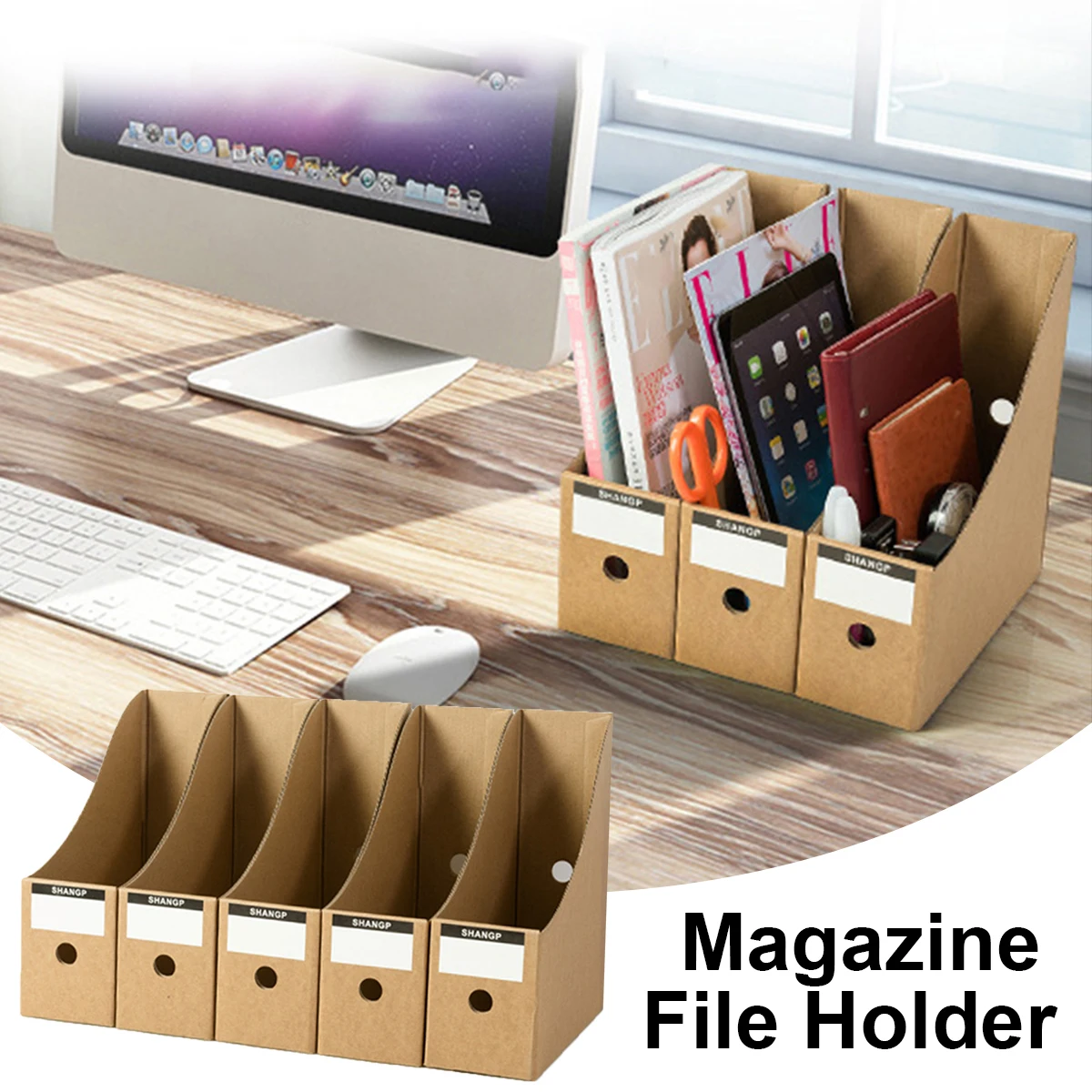 5/10Pcs Magazine File Holder Desk Storage Organizer Foldable Office Desk File Organizer Bookshelf 27x26x9cm Desktop Accessories