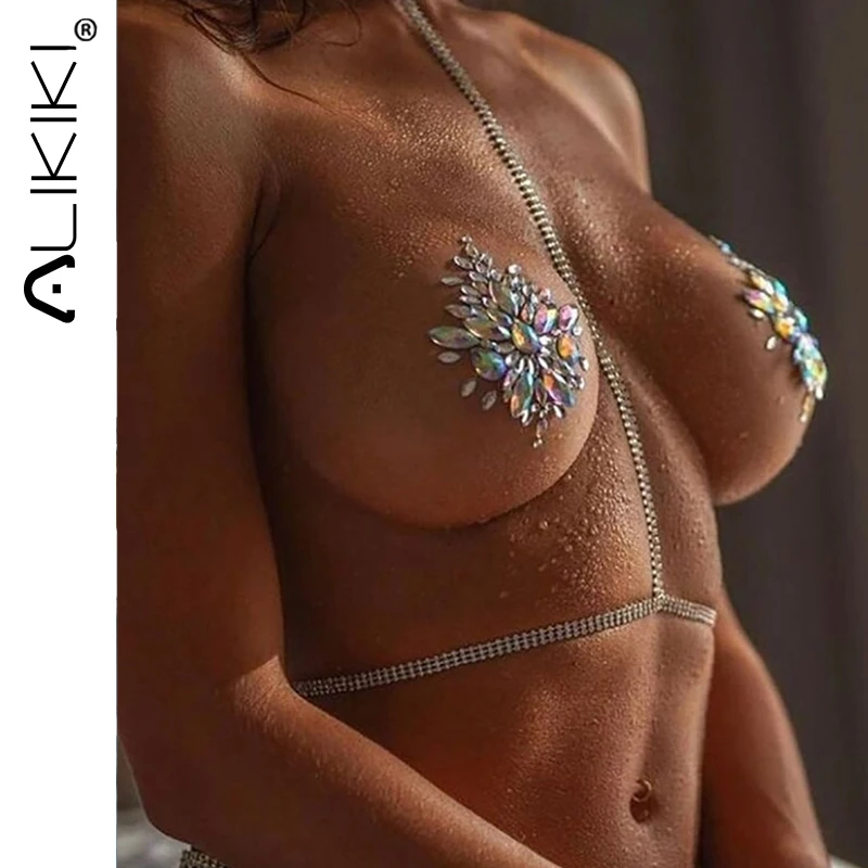 Breast Nipple Covers Rhinestone Pasties Reusable Breast Pads Diamond Body Tape Tattoo Stickers Festival Halloween Party Accessories