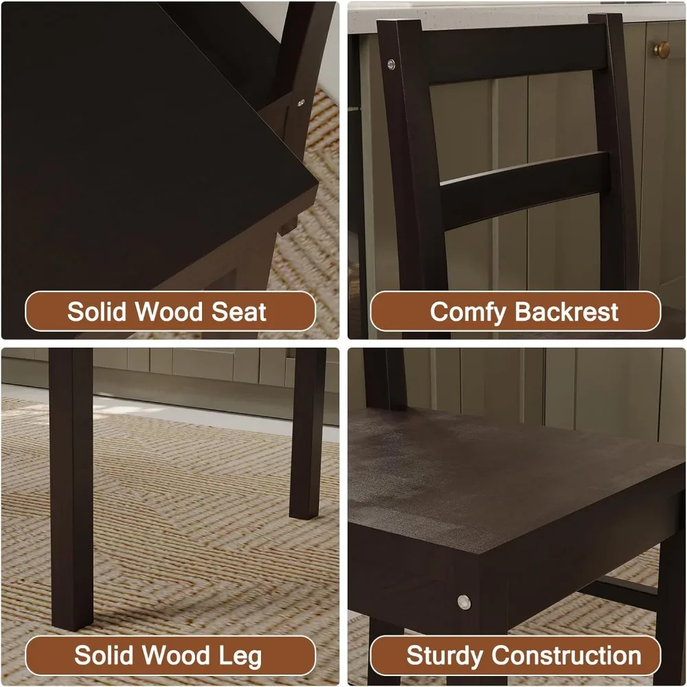 5-Piece Solid Wood Indoor Modern Rectangular Dining Table Set for 4,Table and 4 Solid Wood Dining Chairs for Kitchen,Living Room 3