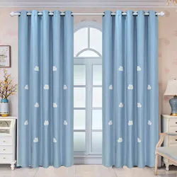 Kid's Cute Cartoon Clouds Curtains for Living Room Blue Semi-Blackout White Cloudy Curtains for BOYS AND GIRLS  #VT