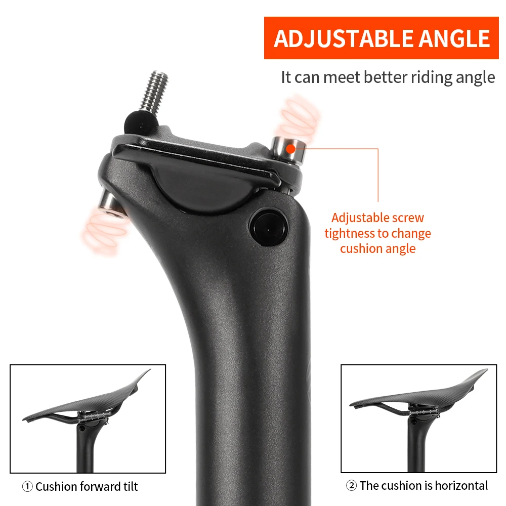TOSEEK C60 Carbon-Sattelstütze Leichtgewicht 27,2 31,6mm Länge 400mm Matt Schwarz MTB Rennrad Sattelstütze Fahrradteile – Detail 7