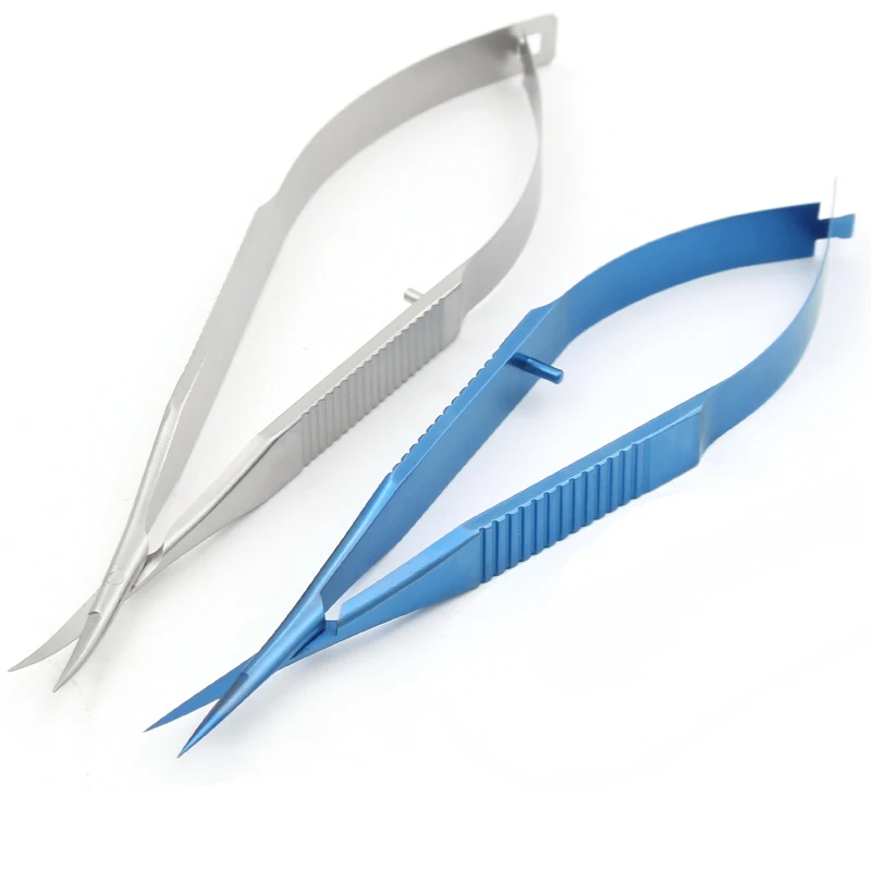 12.5cm Ophthalmic Surgery scissors Flat handle eye Micro scissors stainless steel/ Titanium ophthalmic scissors