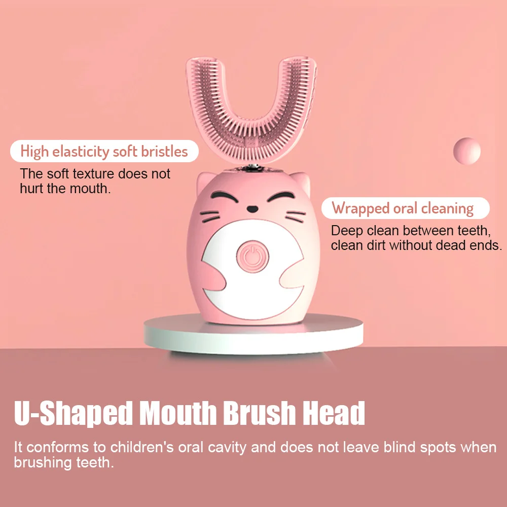 Sonic Electric toothbrush Silicone Children\'s 360 Degrees Clean Automatic USB Rechargeable Smart kids toothbrush u shape Child\'s