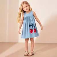 Little maven vêtements pour enfants été bébé filles robe sans manches enfants vêtements gilet robe fruits cerise filles robes en jean 1