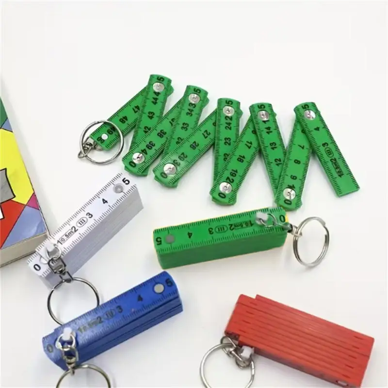 0.5m 10단 접이식 플라스틱 자, 휴대용 수납 키체인 자, 광고 판촉용 선물, 직자, 측정 도구